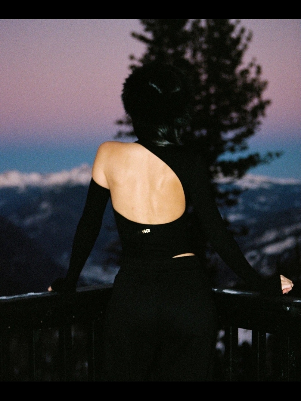 One-Shoulder Cutout Black Bodysuit with Long Sleeve